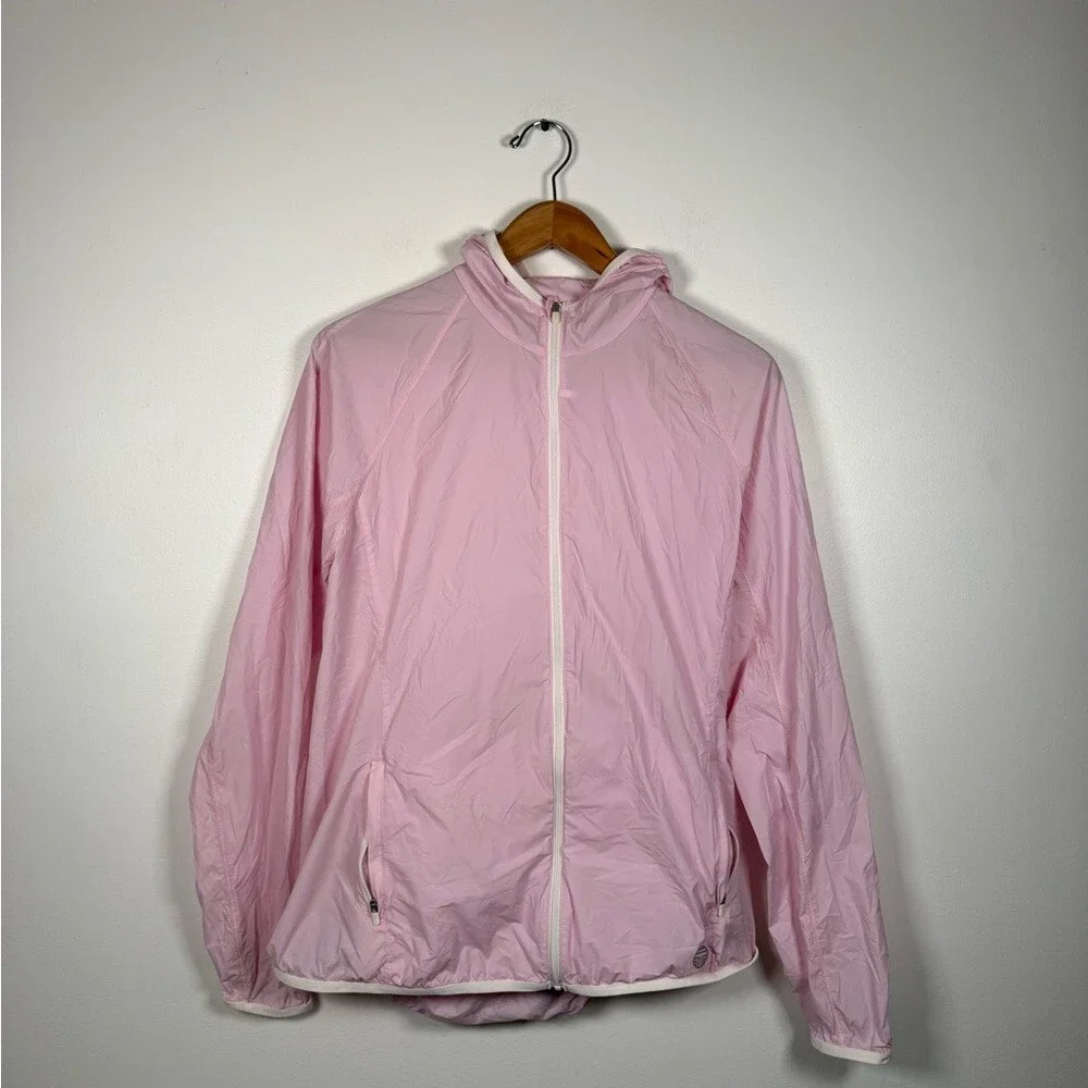 Tory Burch Sport Nylon Packable Jacket in Cotton‎ Pink with Hood